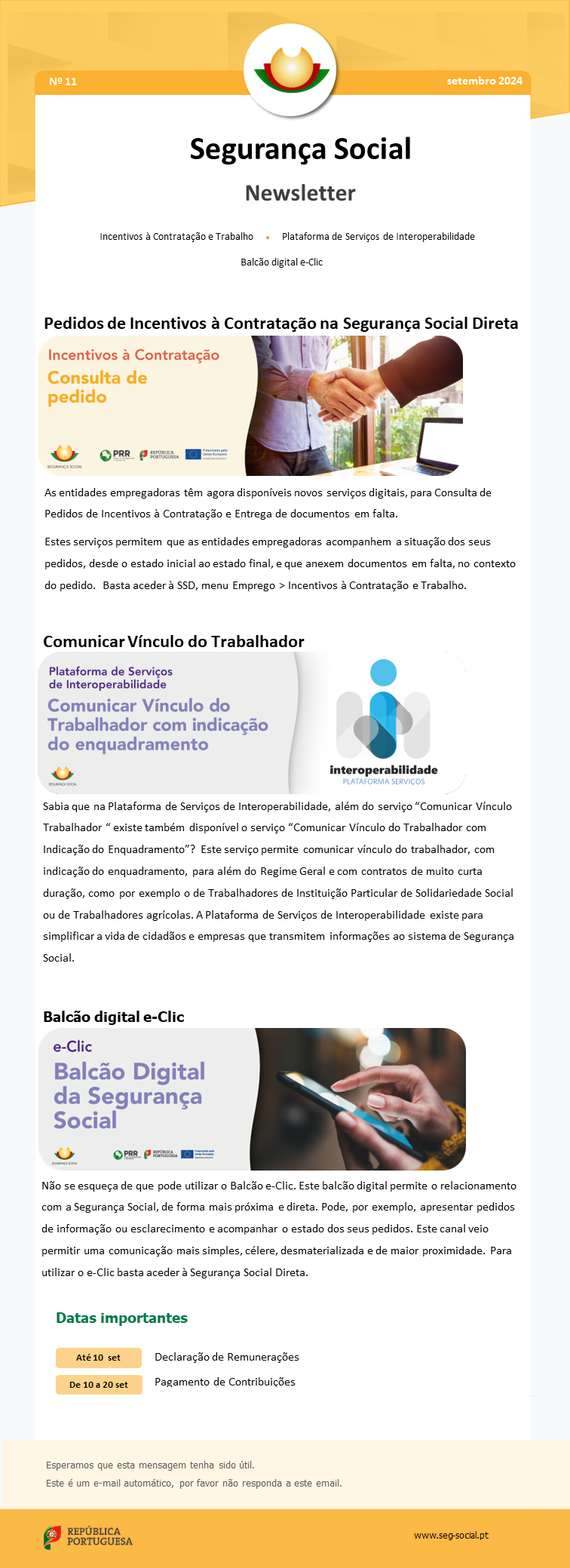 Newsletter Seg social pt